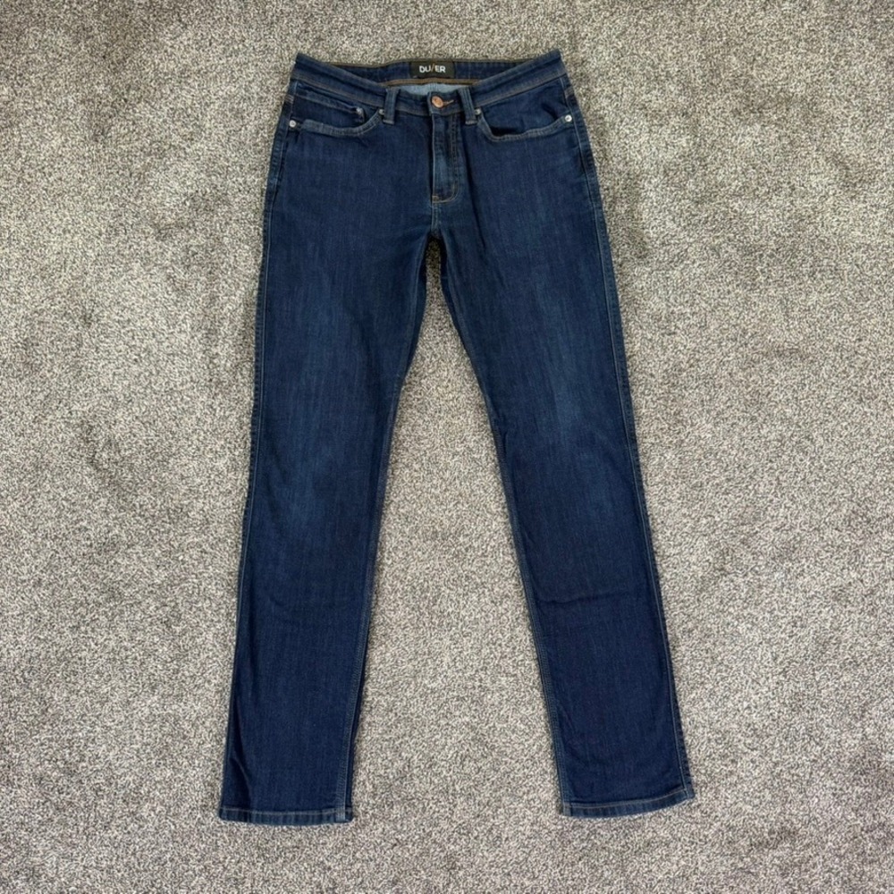 DU/ER L2X Relaxed Taper Jeans Mens 32x34 Dark Wash Indigo Performance Denim